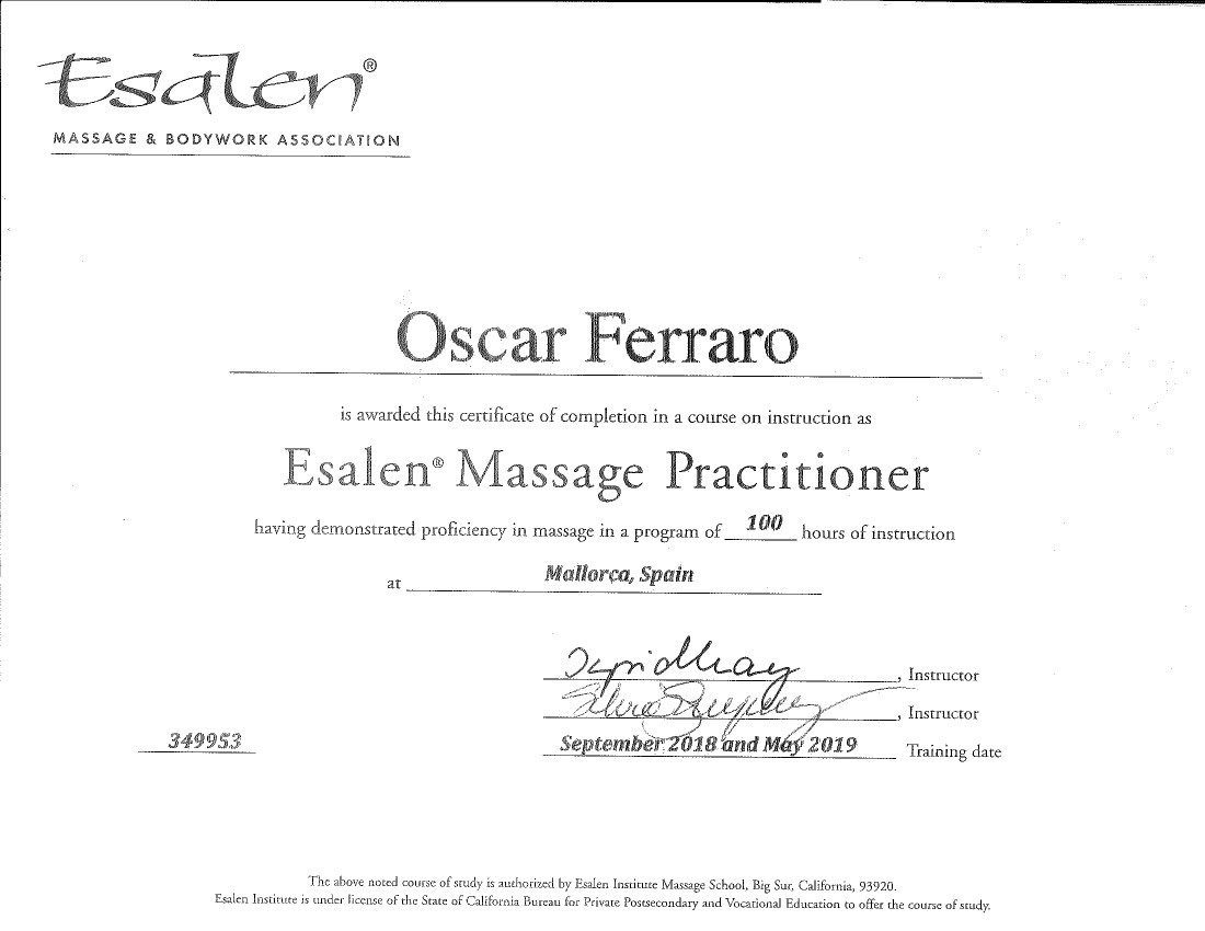 Esalen certificate